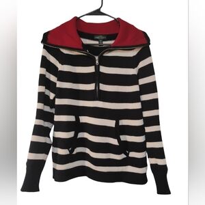 Ralph Lauren Black and White Striped Cowl Neck Sweater Size Small